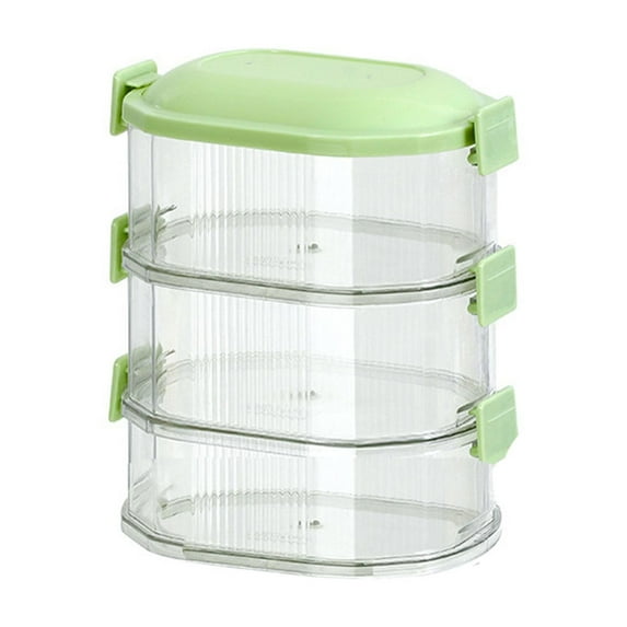 Ikohbadg Seasoning Containers, Kitchen Spice Storage Box for Scallion, Ginger, Garlic, Stackable Food Sealing Box for Fresh Keeping, Durable PET+ABS Organizer for Spices