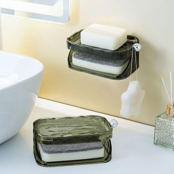 Ikohbadg Self-Draining Soap Box with Drainage, Portable Soap Stand for Bathroom & Kitchen, Non-Slip Soap Holder, Easy to Clean, Multipurpose Soap Dish for Shower and Household Use