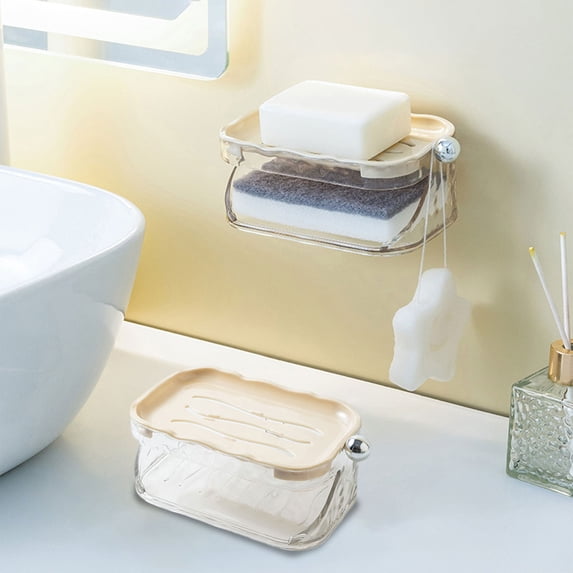 Ikohbadg Self-Draining Soap Box with Drainage, Portable Soap Stand for Bathroom & Kitchen, Non-Slip Soap Holder, Easy to Clean, Multipurpose Soap Dish for Shower and Household Use