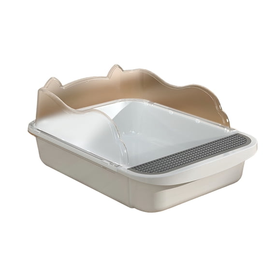 Ikohbadg Semi Enclosed High Bar Cat Litter Box with Splash Proof Design, Leak-Proof and Scratch-Proof, Includes Litter Scoop and Convenient Hook for Easy Cleaning