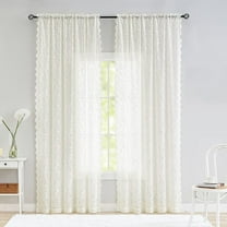 Ikohbadg Sheer White Curtains Voile Gauze Drapes Modern Striped Transparent Sheer Curtains Embroidered Sliding Glass Door Curtains