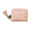 thumbnail image 1 of Ikohbadg Womens Wallet with Zipper, PU Leather Women's Wallet with Card Slots, Credit Card Holder Small Wallet with Heart-embroidery Cute Wallet with Star Tassels Pendant, Pink, 1 of 6