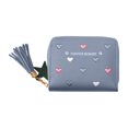 thumbnail image 1 of Ikohbadg Womens Wallet with Zipper, PU Leather Women's Wallet with Card Slots, Credit Card Holder Small Wallet with Heart-embroidery Cute Wallet with Star Tassels Pendant, Blue, 1 of 6