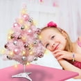 thumbnail image 1 of Ikohbadg Small Pink Christmas Tree, 24 Inch Tabletop Mini Artificial Xmas Tree with LED String Lights & Hanging Ornaments, Battery Operated Desktop DIY Christmas Tree for Christmas Decorations, 1 of 9