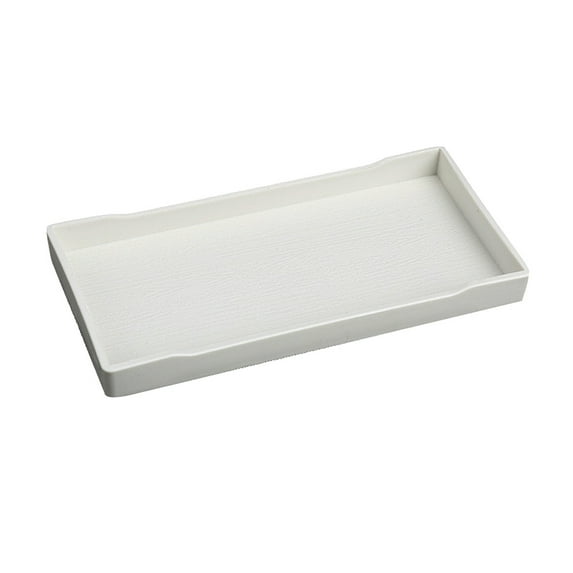 Ikohbadg Small White Mini Tray, Antislip Plastic Tray for Serving Accessory, Spa, Coffee, Drinks, Wine, Tea, Bar, Party, Towel, Seasoning, Perfume or Display Use, 8 x 4 Inches