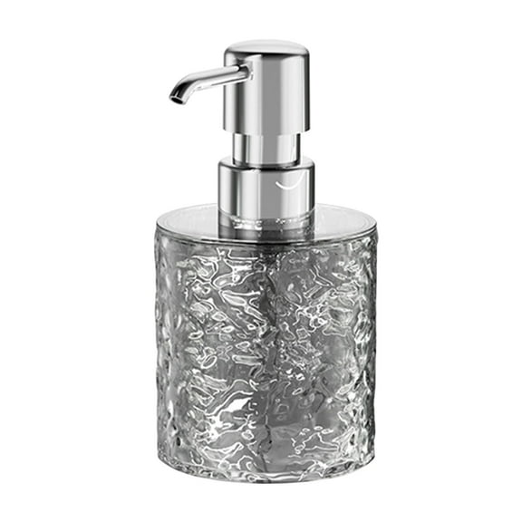 Ikohbadg Soap Dispenser with Stainless Steel Pump, Clear Crystal Design, Vintage and Elegant, Refillable Liquid Hand Soap Dish Soap Dispensers for Bathroom Counter, Kitchen Sink, Gray
