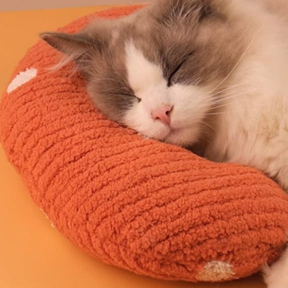 Ikohbadg Soft and Durable Cats Pillow Pet, Half Donut Design, Machine Washable, Wear Resistant Small Pillow, Fluffy Pet Toy, Ideal for Comfortable Cat Naps