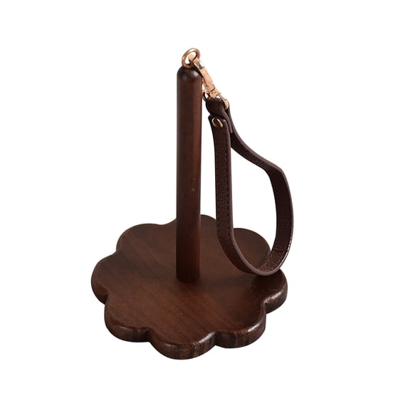 Ikohbadg Wrist Yarn Holder, Portable Wrist Yarn Ball Minder Stand with Crossbody Strap Wooden Twizzling Yarn Organizer Storage Knitting Supplies Crocheting Gift for Craft Lover, Black Walnut Color