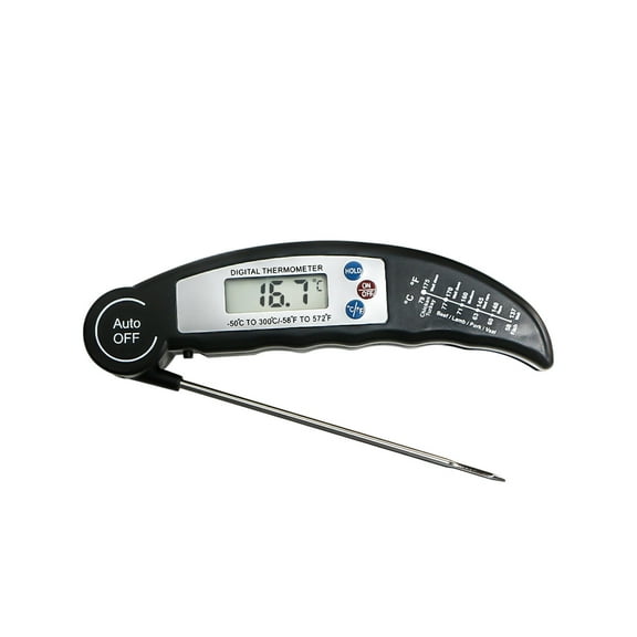 Ikohbadg Stainless Steel Probe BBQ Temperature Gauge, Fast Read Food Thermometer with Illuminated Display, Foldable Design, and Multi-Scene Versatility for Cooking and Grilling