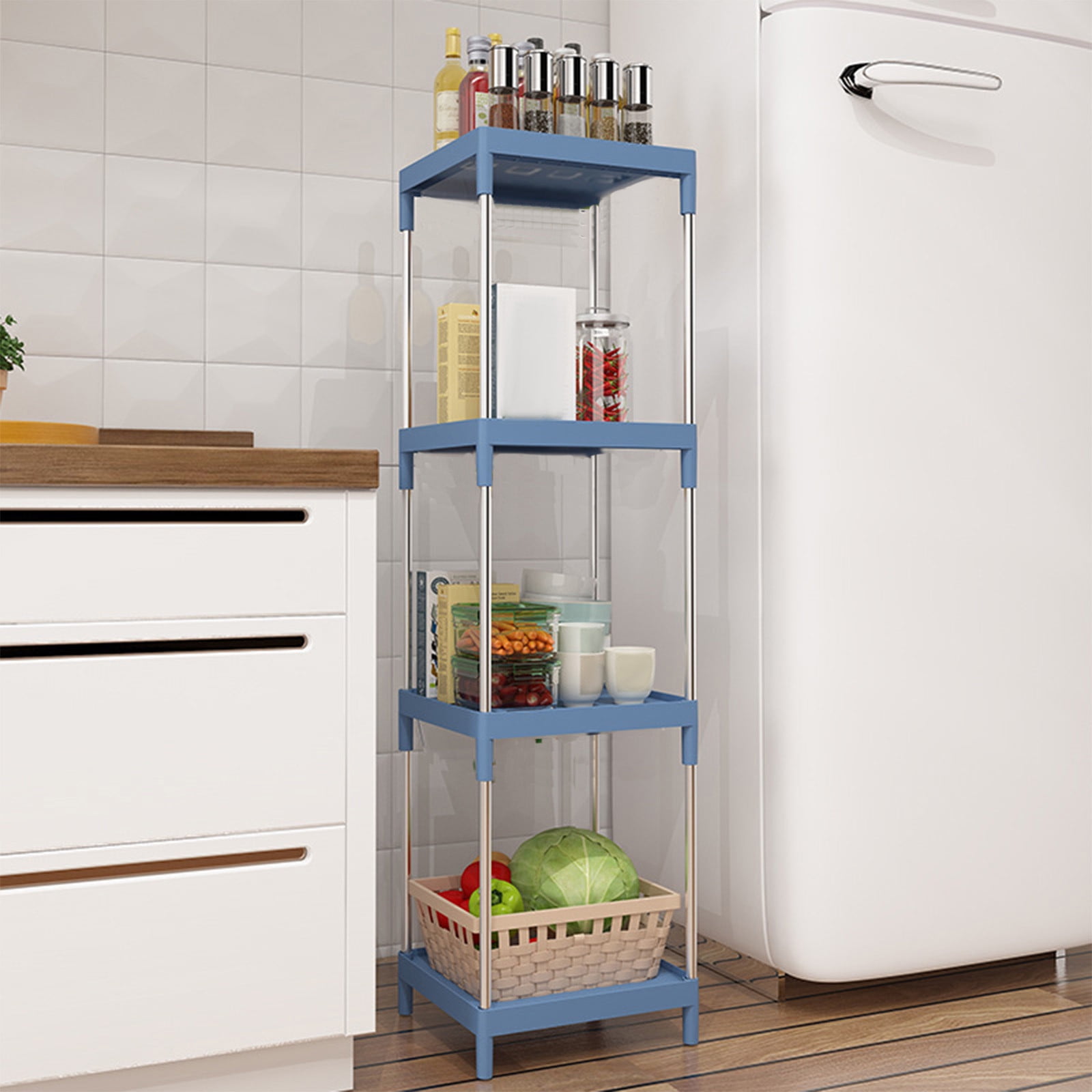 Ikohbadg Storage Cart For Laundry Room Organization, 4 Tier Shelving