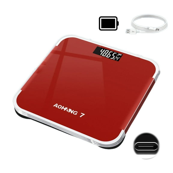 Ikohbadg Stylish Digital Scale with Large LCD Display - Tempered Glass, Accurate & Rechargeable for Home Fitness & Health Monitoring
