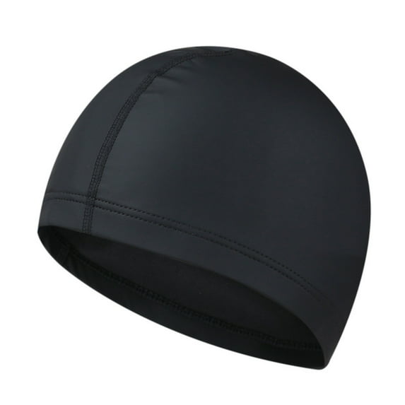 Ikohbadg Swim Cap Spandex Cap, Spandex Swim Cap with Protective Layer, Flexible Nylon Spandex Fabric Cotton PU Fiber Swimming Bathing Cap Hat for Men Women Kids Adults, Black