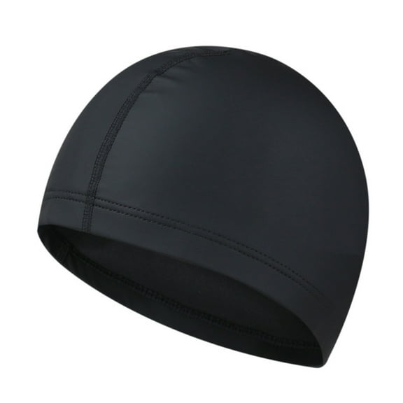 Ikohbadg Swim Cap Spandex Cap, Spandex Swim Cap with Protective Layer, Flexible Nylon Spandex Fabric Cotton PU Fiber Swimming Bathing Cap Hat for Men Women Kids Adults, Black