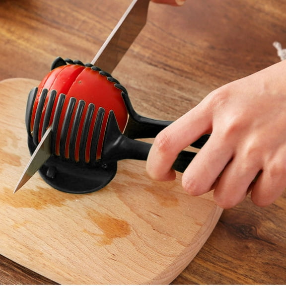 Ikohbadg Tomato Slicer Lemon Cutter, Multipurpose Tools for Soft Skin Fruits and Vegetables, Home Made Food & Drinks Decoration, Easy to Use Household Kitchen Tool, Black