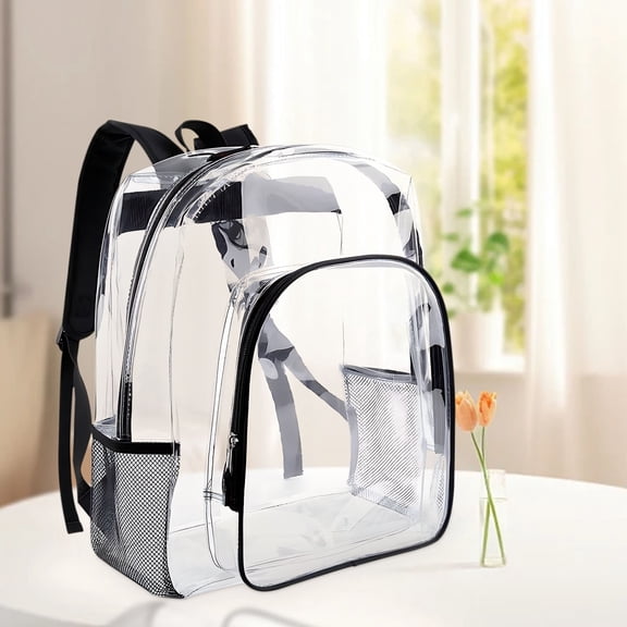 Ikohbadg Transparent PVC Backpack for Students with Large Storage Waterproof Transparent School Bag for Easy Organization Trendy Clear PVC Backpack Ideal for Daily Use