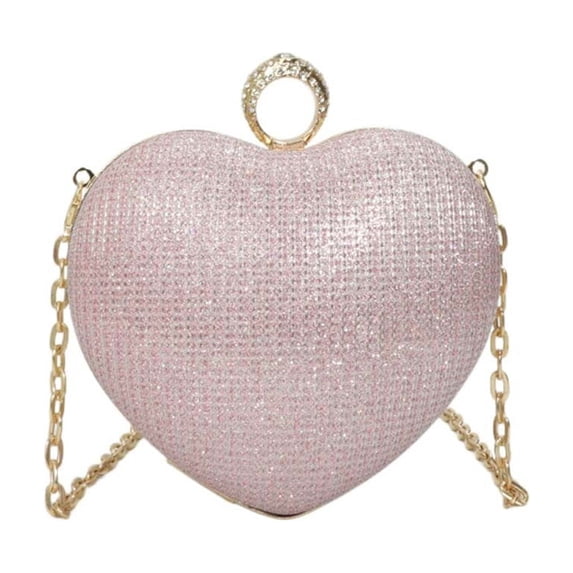 Ikohbadg Trendy Heart Shaped Evening Bag for Women, Fashion Chain Handbag, Stylish Clutch Purse for Weddings, Parties, Formal Events, and Night Outs, Elegant Beaded Design