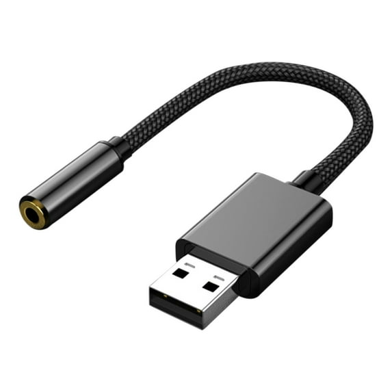 Ikohbadg USB to Audio Jack Adapter 7.87 Inch, External Sound Card Jack Audio Adapter with 3.5mm Aux Stereo Converter Compatible with Headset, PC, Laptop, Desktops, PS4 and More Device, Black