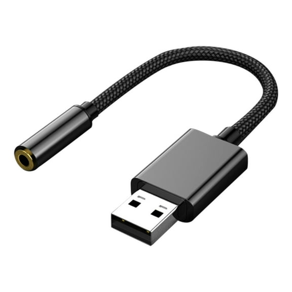 Ikohbadg USB to Audio Jack Adapter 7.87 Inch, External Sound Card Jack Audio Adapter with 3.5mm Aux Stereo Converter Compatible with Headset, PC, Laptop, Desktops, PS4 and More Device, Black