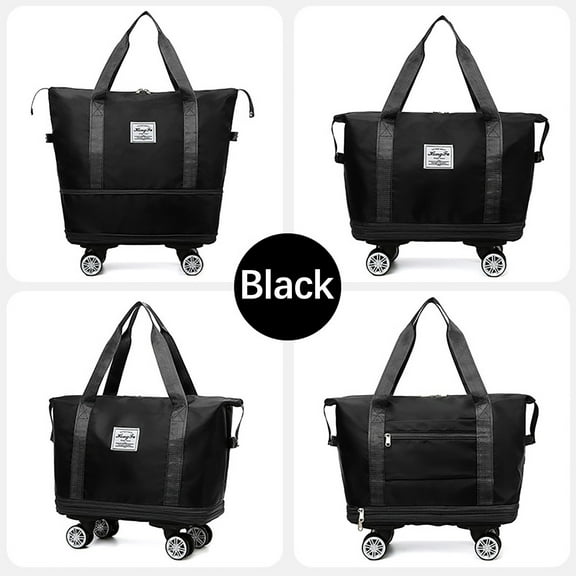 Ikohbadg Universal Wheel Travel Bag, Large Capacity Folding Waterproof Duffel Bag, Multi-function Handbag for Travel, Gym, Sports, Weekend, with Multiple Pockets and Wet/Dry Separation