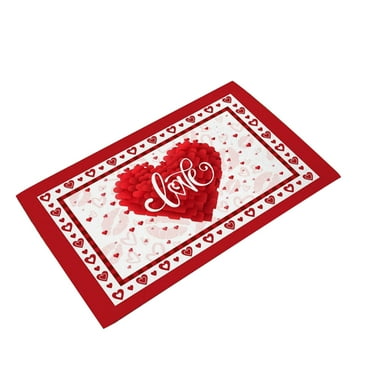 Ikohbadg Valentine's Day Door Mat, Valentine's Red Love Heart Indoor Outdoor Non-Slip Doormat, Entryway Front Porch Valentine's Day Welcome Mat for Entrance Decor, 16 x 24 Inches