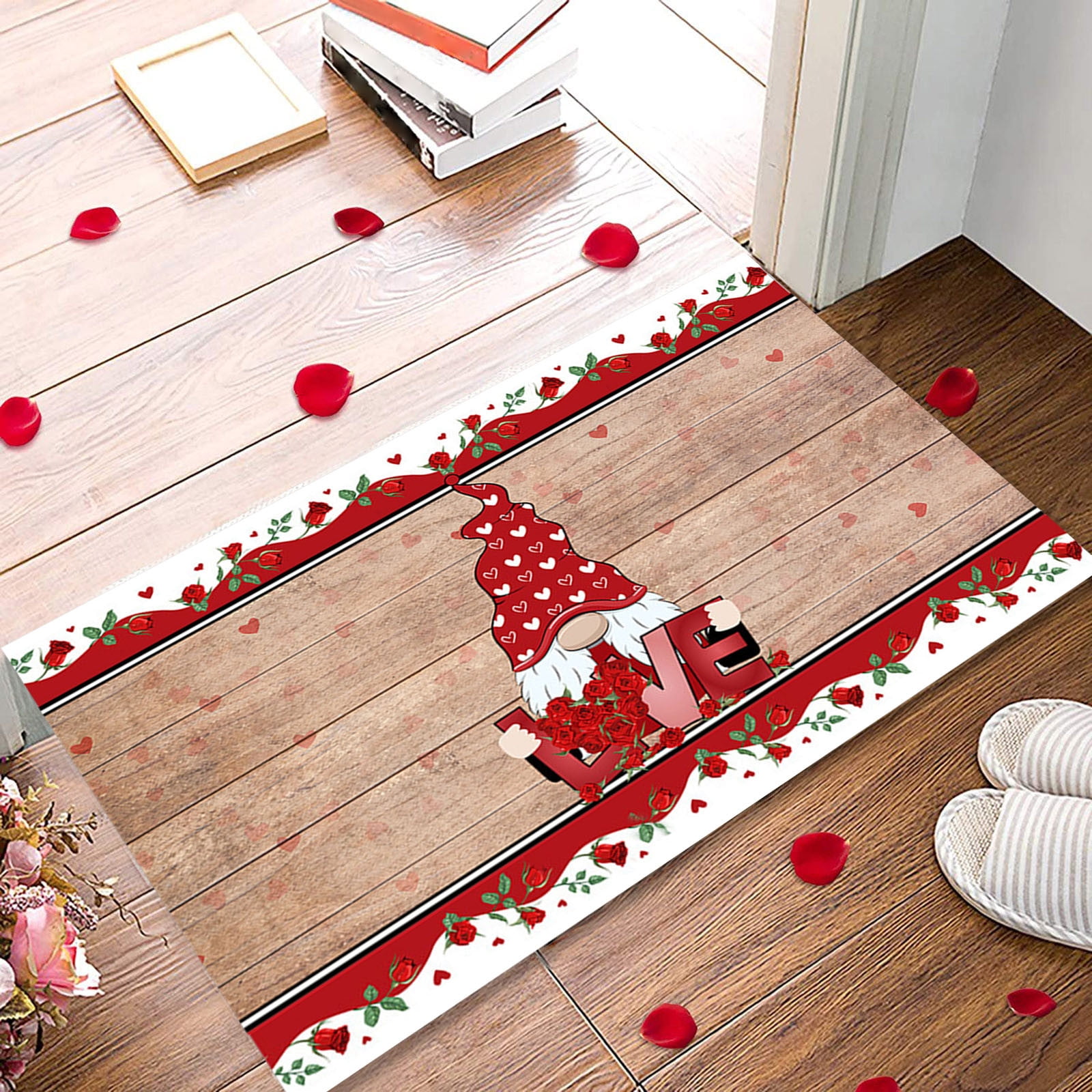 Ikohbadg Valentine's Day Heartshaped Nonslip Plush Carpet Floor Mats