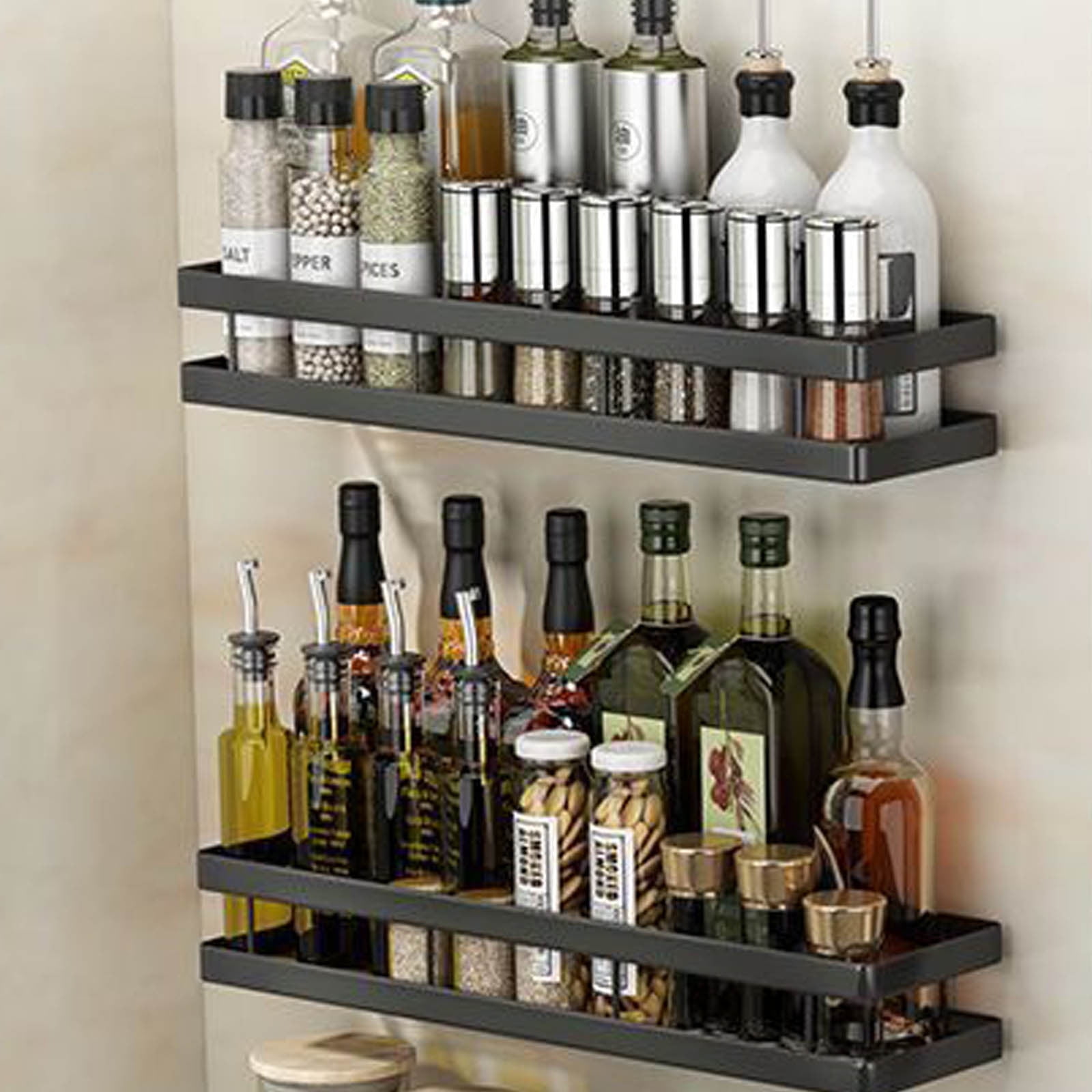 Image showcasing Ikohbadg Wall Mount Spice Rack Organizer, Spice Rack Kitchen Utensil ...