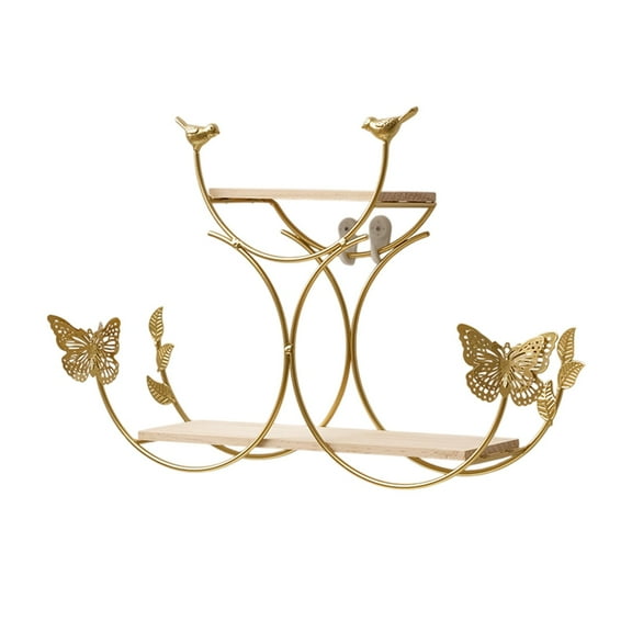 Ikohbadg Wall Mounted Iron Storage Shelf, Luxurious Wall Decoration for Living Room, Bathroom, Kitchen, and RV, Versatile Organizer for Figurines and Home Decor