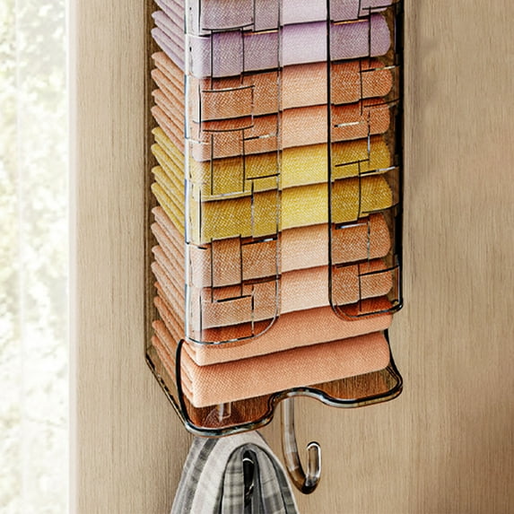 Ikohbadg Wall Mounted Towel Organizer, Extractable Sock and Panty Storage, Multifunctional Household Organizer, Clear Plastic Double Storage Box, Ideal for Snacks and Grains