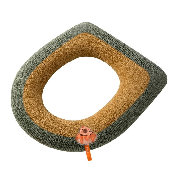 Ikohbadg Warm Toilet Seat Cover with Handle, Thickened Washable Knitted Toilet Ring, Easy to Install, High Elasticity, Fits Round and Rectangular Toilets, Soft and Breathable