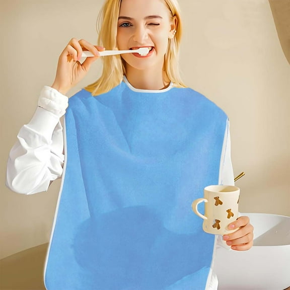 Ikohbadg Waterproof Stain Resistant Adult Bib Elderly Care Meal Assistance Bib Adjustable Strap Feeding Bib with Pockets