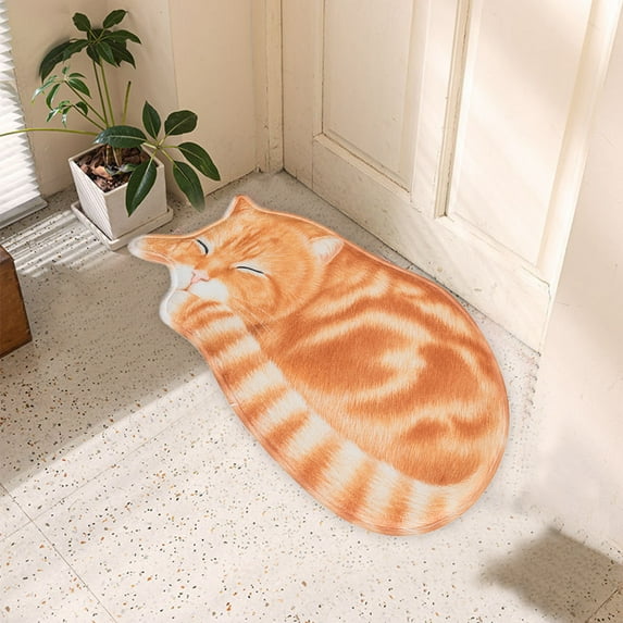 Ikohbadg Welcome Cat Front Door Mat, Funny Home Entryway Decor Indoor Outdoor Non-Slip Doormat, Entrance Mat Rug Outside Patio/Inside Entry Way, Durable & Washable E