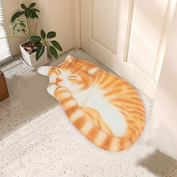 Ikohbadg Welcome Cat Front Door Mat, Funny Home Entryway Decor Indoor Outdoor Non-Slip Doormat, Entrance Mat Rug Outside Patio/Inside Entry Way, Durable & Washable D