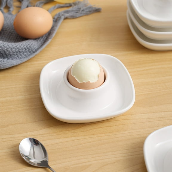 Ikohbadg White Ceramic Eggs Tray for Kitchen Rectangle Ceramic Egg Holder Easy Clean Ceramic Egg Tray