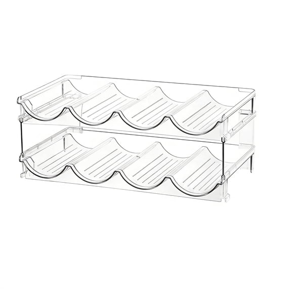 Ikohbadg Wine Storage Rack, Stackable Cup Shelf, Detachable Water Bottle Organizer, 4 Compartment Beverage Holder for Kitchen, Pantry, Bar, Refrigerator, Space-Saving Storage Solution