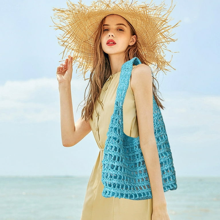 Ikohbadg Women s Crocheted Straw Backpack with Drawstring Closure Stylish and Versatile for Casual Outings and Beach Days Walmart