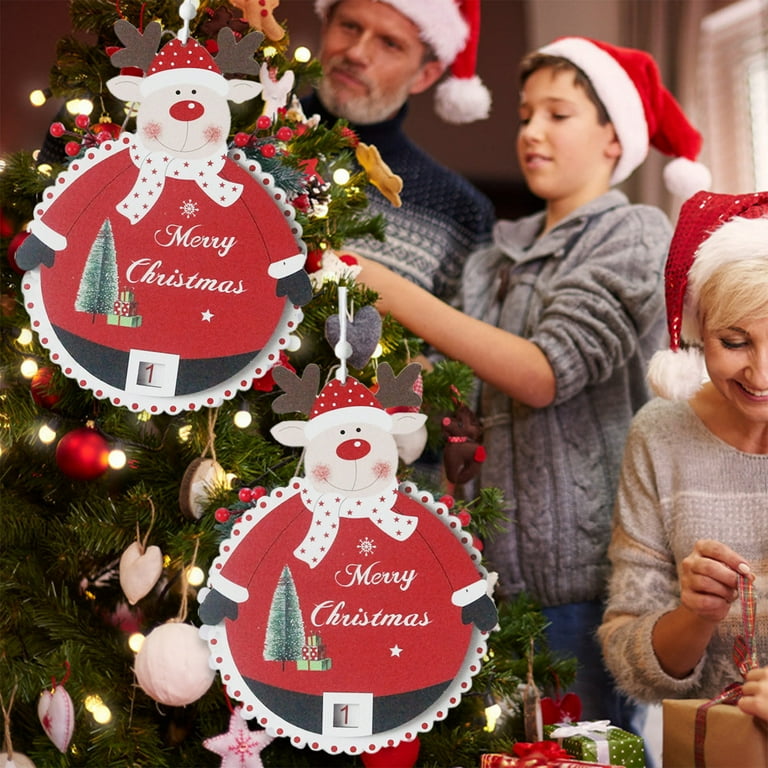 Christmas Wooden Advent Calendar With 24 Hanging Ornaments