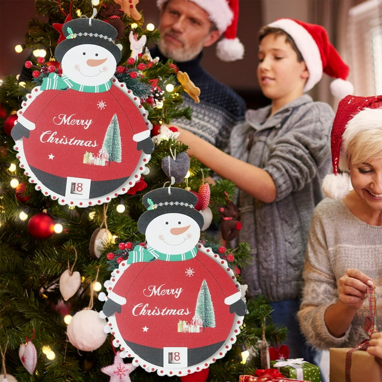 Christmas Wooden Advent Calendar With 24 Hanging Ornaments
