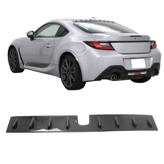 Ikon Motorsport Rear Roof Vortex Spoiler Fits 2022-2025 Subaru BRZ 2022-2026 Toyota GR86, OE Style Carbon Fiber Print ABS Roof Shark Fin Wing