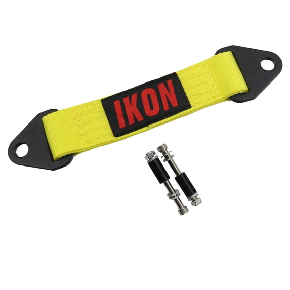 Ikon Motorsports 10 Inch Yellow Limit Strap w/ Shock Bolts Compatible with Trucks SUVs ATVs UTVs Off-road, Shock Suspension Travel Webbing with IKON Logo, 1PC