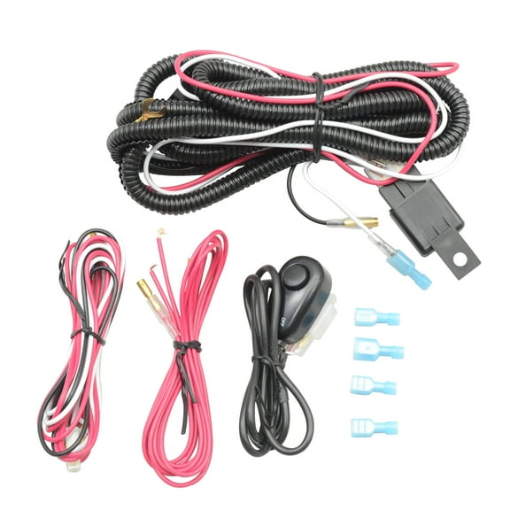 Ikon Motorsports 12V 40A Fog Lamps Wiring Harness Kits Universal Lamp LED Work Light Bar Fuse Relay ON/OFF Switch Universal Vehicle For SUV Van