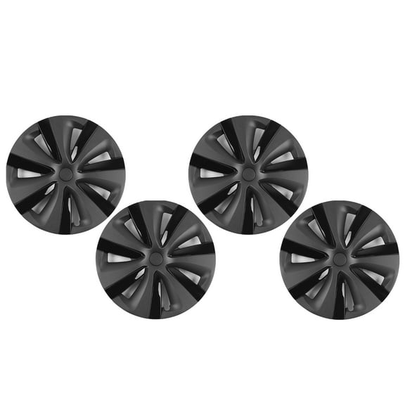 Ikon Motorsports 18" Wheel Covers Compatible With 2024-2025 Tesla Model 3 S Style Gunmetal & Gloss Black ABS Plastic Hub Caps Hubcap Whirlwind Shaped Cyclone Rim Skin Covers Replacement 4PCS