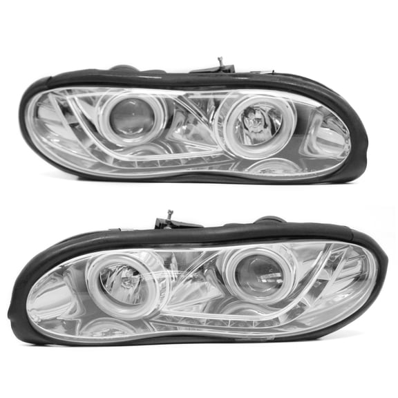 Ikon Motorsports 2PCS Front Bumper Driving Headlights Head Lamps Assembly Replacement For 1998-2002 Chevrolet Chevy Camaro R8 Style Clear Lens