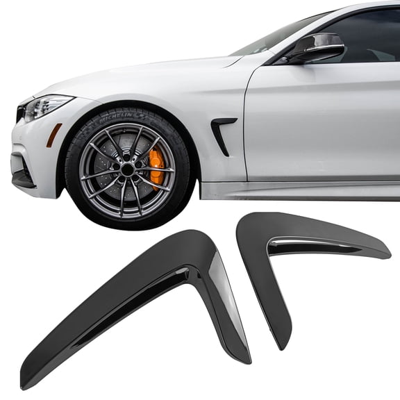 Ikon Motorsports Side Fender Air Flow Vent Cover Trim for 2014-2016 BMW 4-Series F32 Coupe F33 Convertible F36 Grand Coupe Painted #668 U668 Jet Black