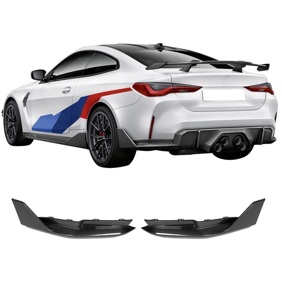 Ikon Motorsports 2PCS Rear Bumper Lip Diffuser Splitters Compatible With 2021-2023 BMW G80 M3 Sedan MP Style Dry Carbon Fiber