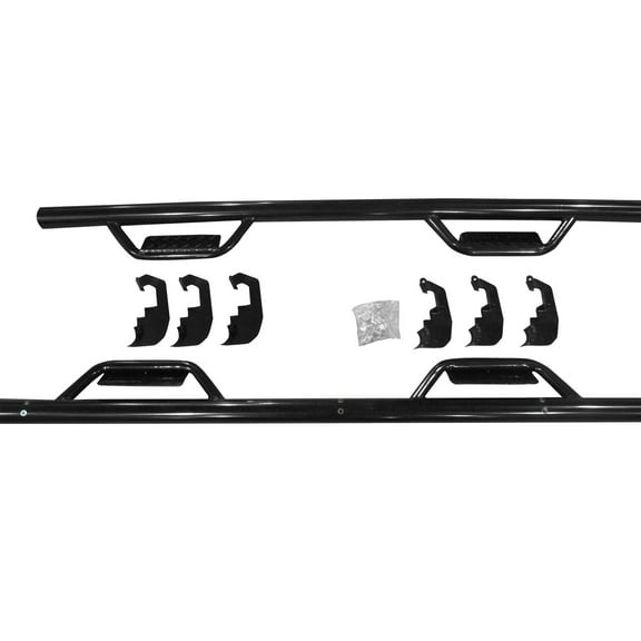 Ikon Motorsports 2PCS Running Boards Side Step Nerf Bars Added on Bodykit Replacement Compatible With 2007-2018 Chevy Silverado & GMC Sierra Crew Cab 2009 2010 2011 2011 2012 2013 2014 2015 2016 2017