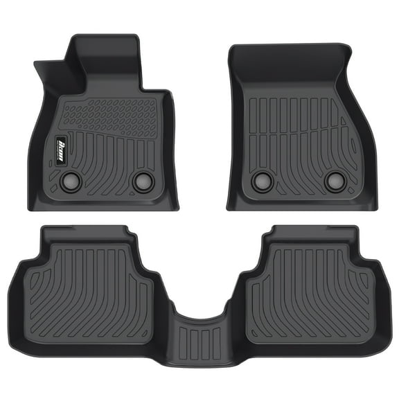 Ikon Motorsports 3D Molded TPE Floor Mats Compatible with 2016-2024 Mini Cooper Clubman Black All Weather Waterproof Anti-Slip Floor Liners, Front 2nd Row Interior Accessories 3PCS
