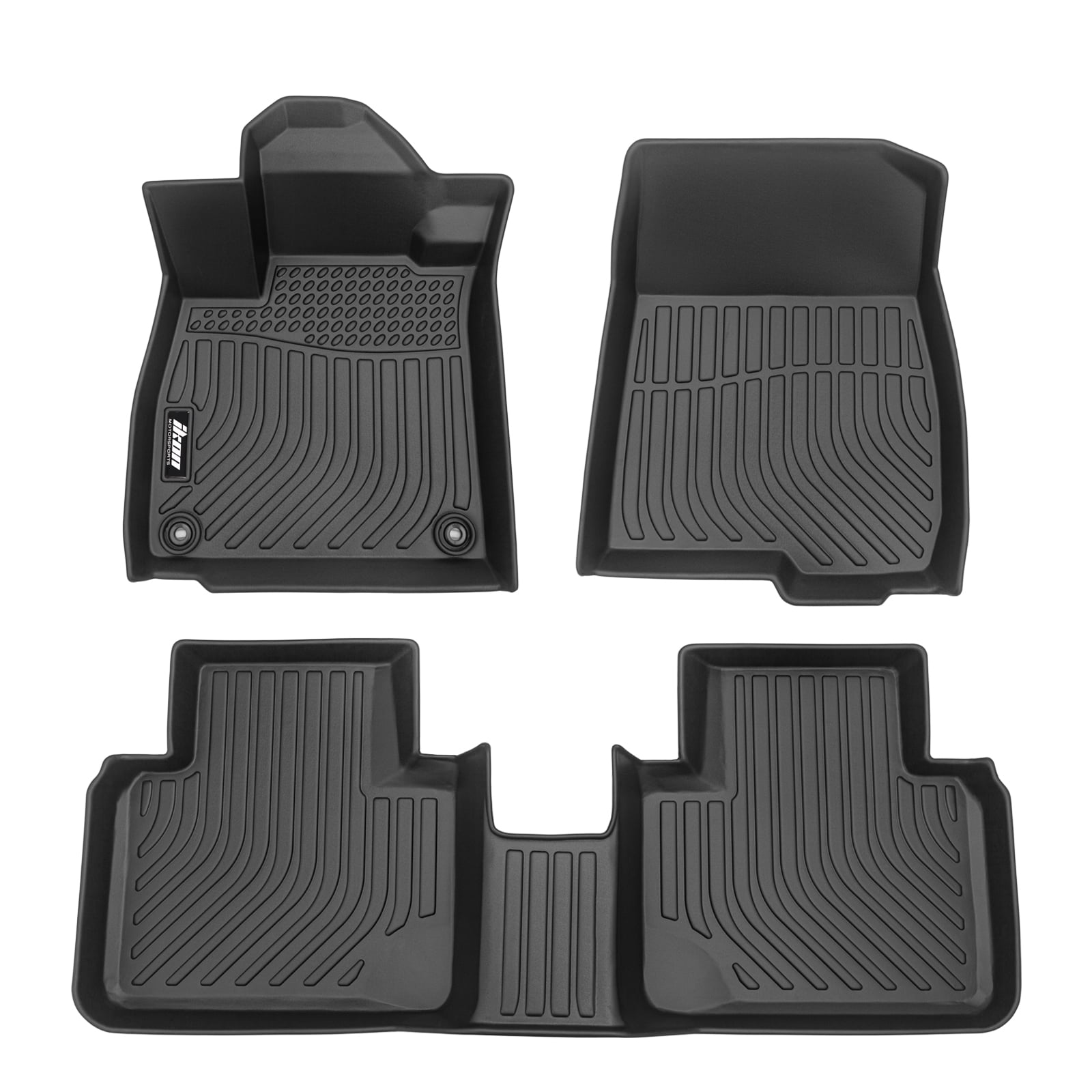 Black TPE Rubber 3-Piece Car Floor Mat Set for All-Weather Protection