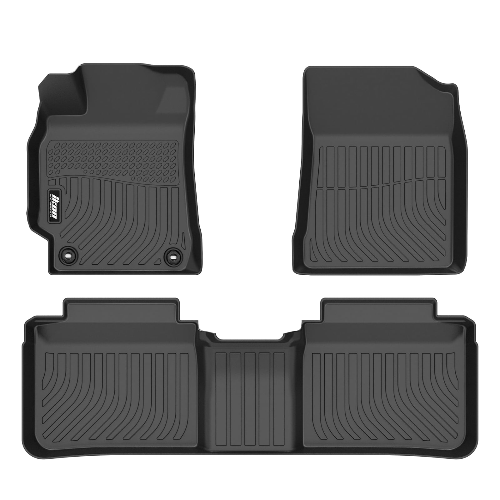 Ikon Motorsports 3D Molded TPE Floor Mats Fits 2012-2017 Toyota Camry Sedan 4DR, Black Waterproof Non-Slip Floor Liners, Front 2nd Row Carpets 3PCS