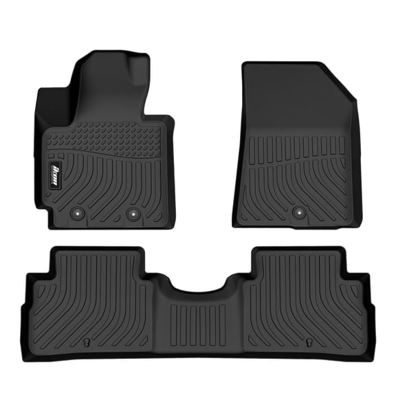Ikon Motorsports 3D Molded TPE Floor Mats Fits 2014-2019 Kia Soul Hatchback, Black Waterproof Non-Slip Floor Liners, Front 2nd Row Carpets 3PCS