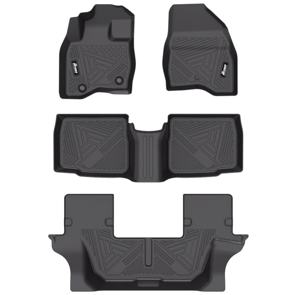 Ikon Motorsports 3D Molded TPE Floor Mats Fits 2015-2019 Ford Explorert, IKON Style Black Waterproof Non-Slip Floor Liners, Front 2nd Row Carpets 4PCS